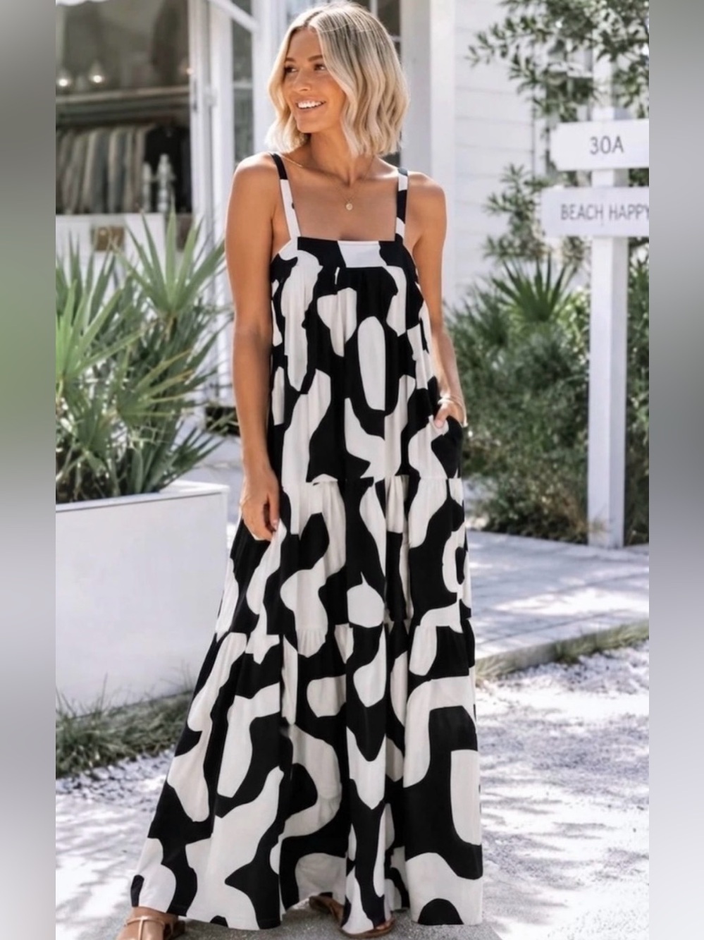 Anthropologie abel the label black and ivory maxi dress size small